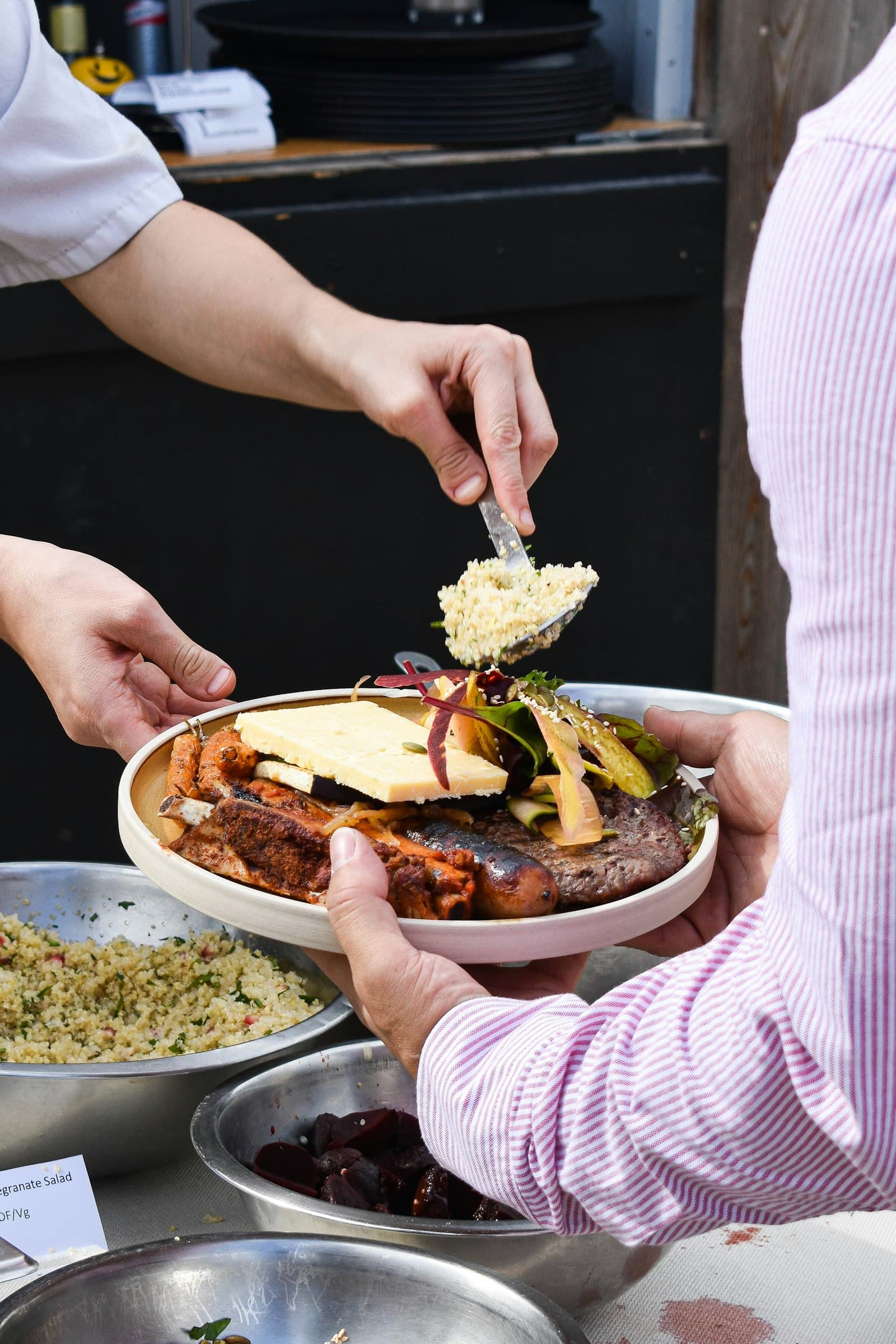 BBQ catering spread at an outdoor event